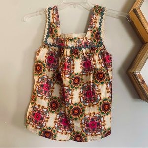Anthropologie Let Me Be Boho Abstract Ruffled Tank